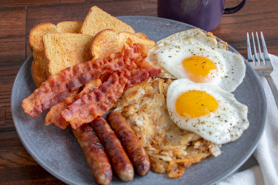 Lumberjack Breakfast Plate Martin's Famous Potato Rolls and Bread