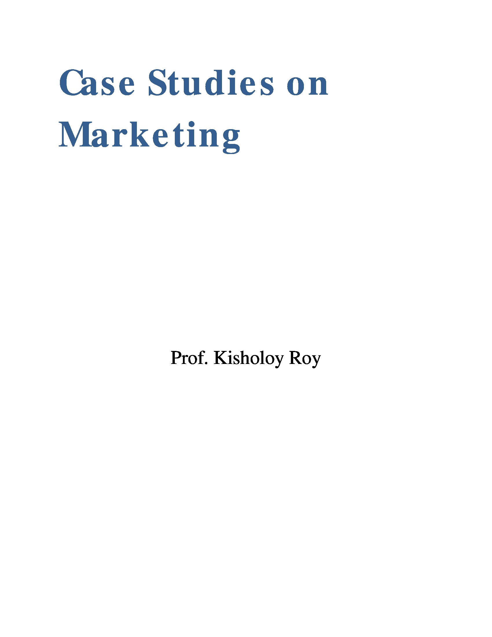 Case Studies on Marketing (eBook) eBook