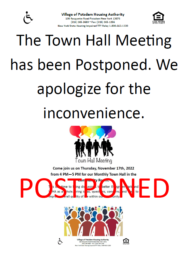 Evergreen Park Town Hall Meeting Postponed PHA