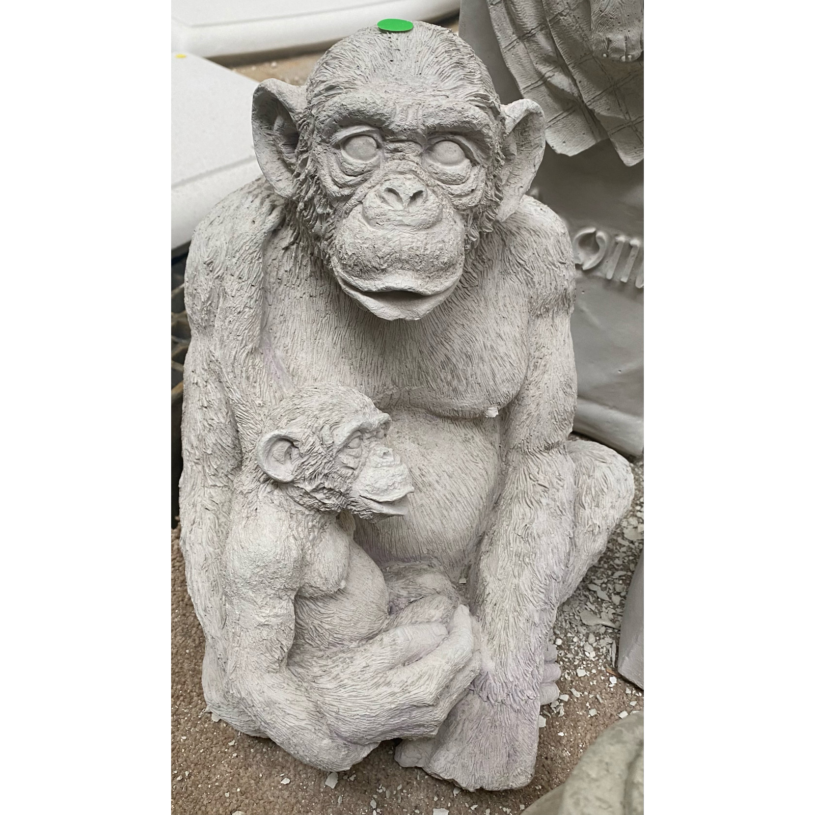 Chimp & Baby Small Concrete Garden Statue Pots n Pots
