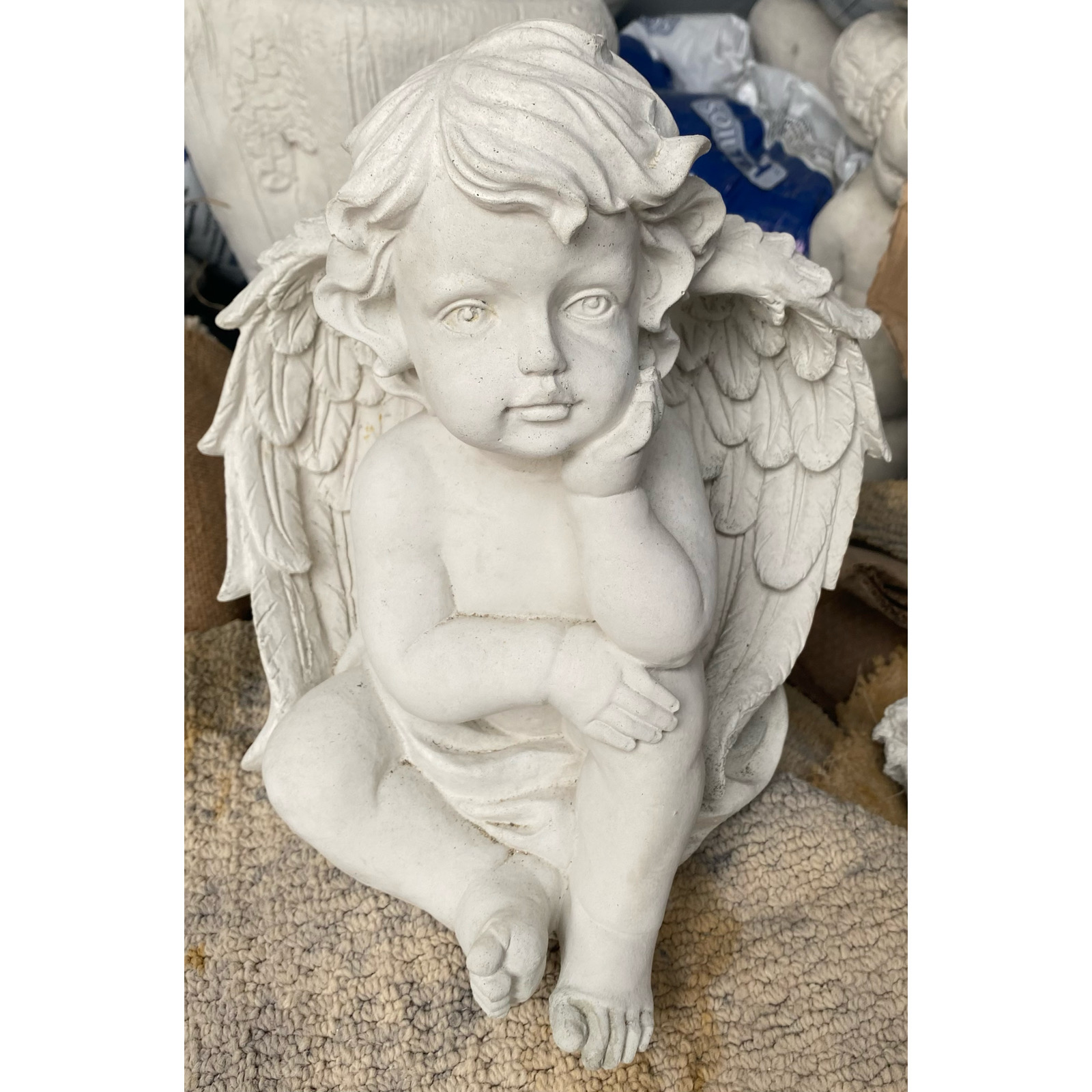 Angel Thinking Concrete Statue Pots n Pots