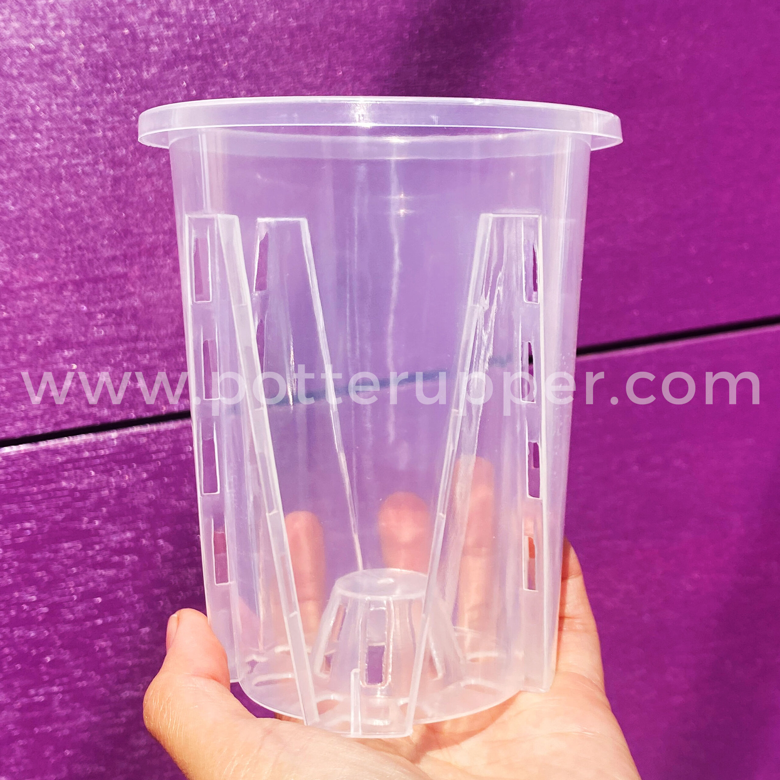 4″ Clear Transparent Pots, with Side Vents, AntiSpiral Pots for Plants