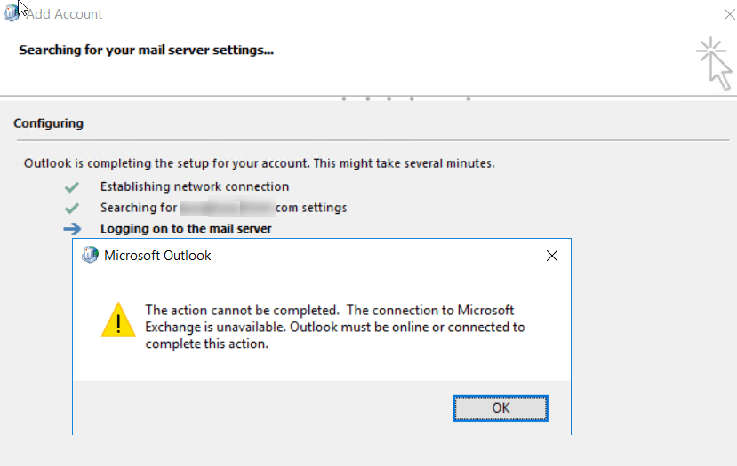 Outlook The Connection to Microsoft Exchange is Unavailable Power