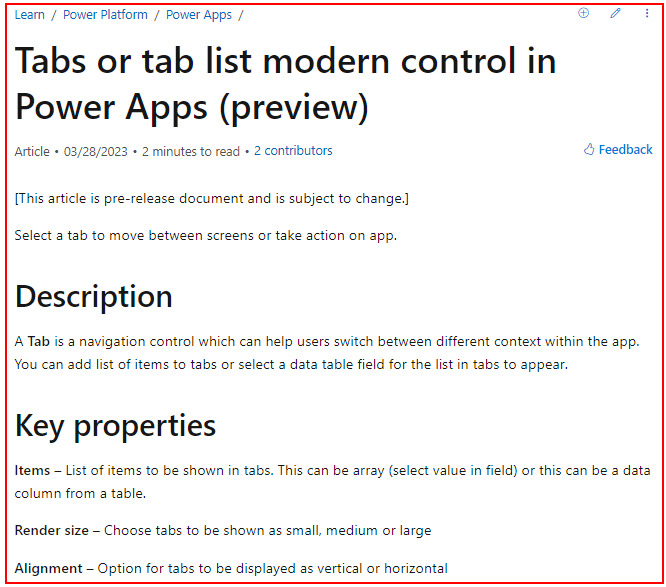 Power Apps Guide Controls How to use the Tab List control