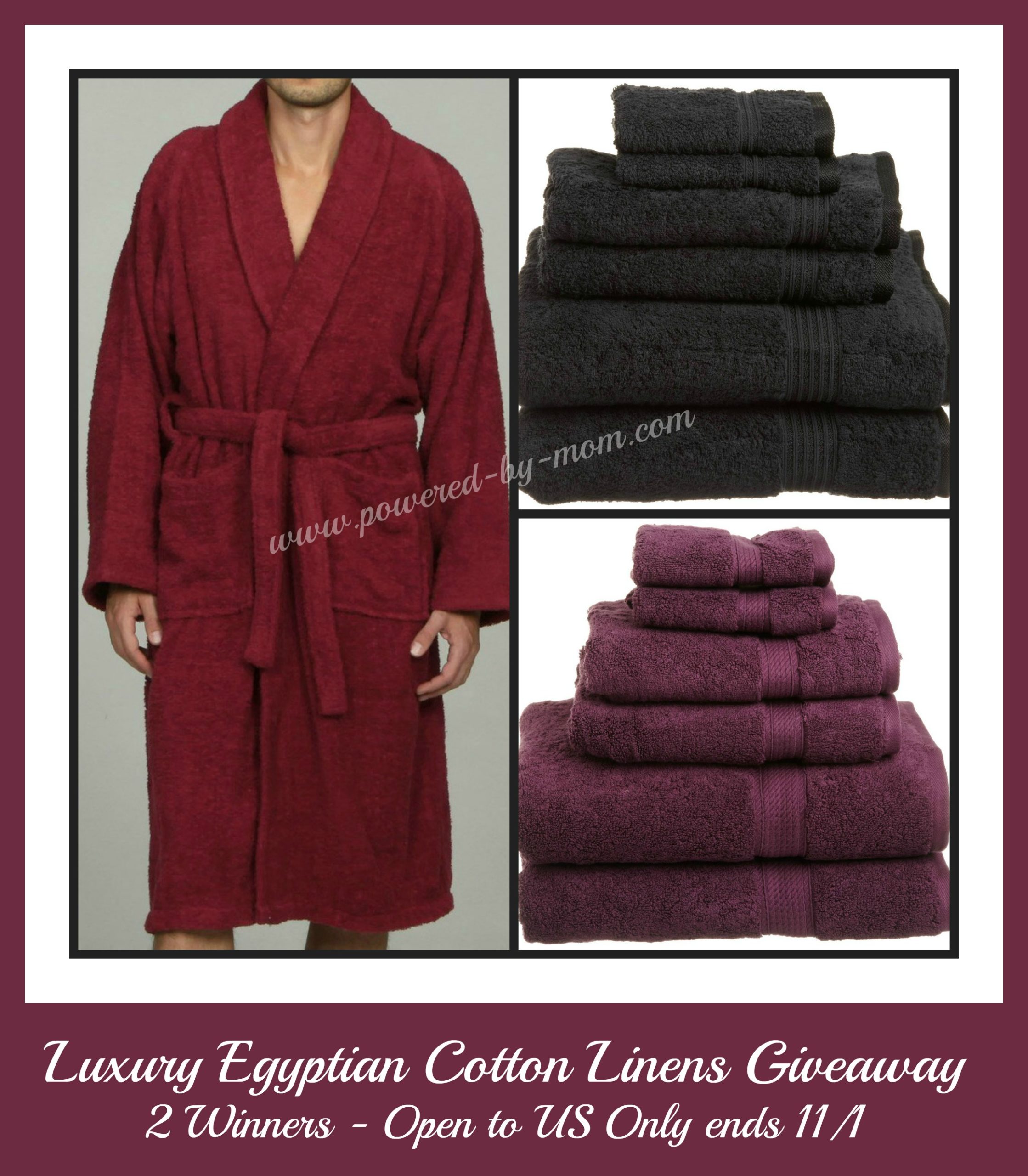 Luxurious Egyptian Cotton Linens Giveaway ends 11/1 2 Winners