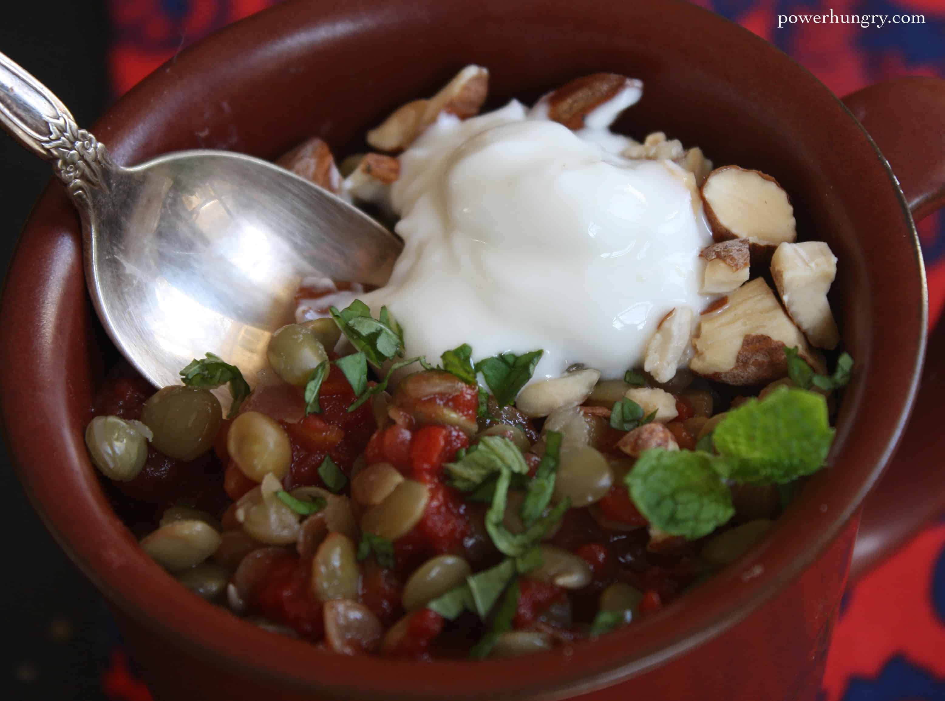 3Minute, Healthy Microwave Mug Meal Spiced Lentils with Yogurt