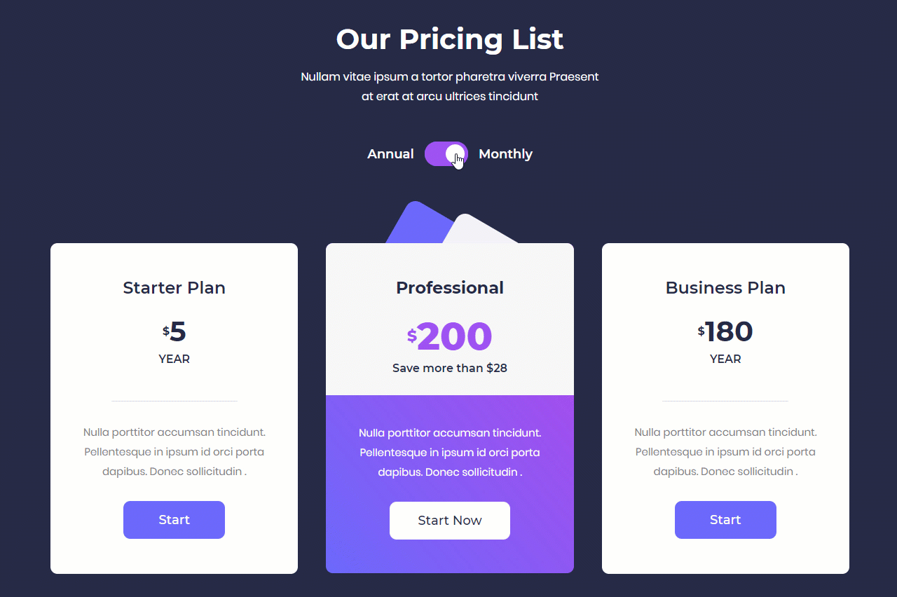 Create a Dual/Variable Pricing Table with Elementor Page Builder