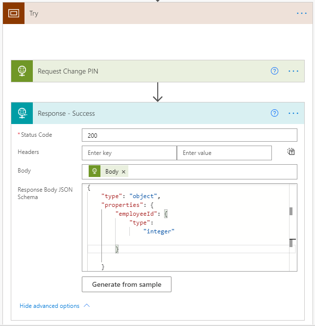Power Automate Lỗi “The schema definition for action with status code