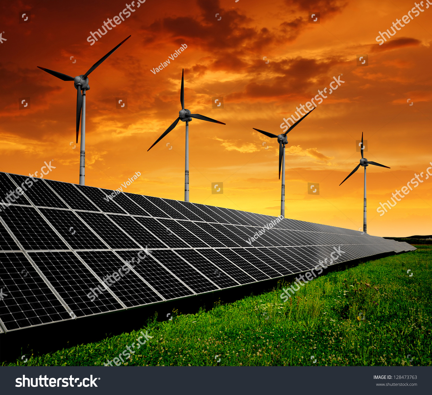 PowerPoint Template solar energy panels with wind (ijplokonk)