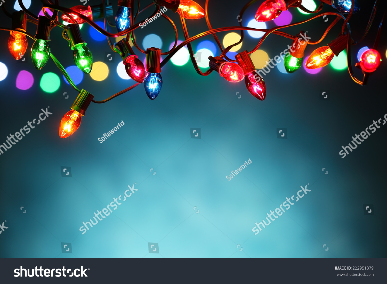 Quiver Point Christmas Lights PowerPoint Template light colors christmas lights over (jjjumikou)