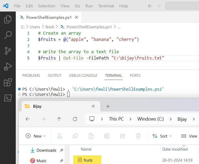 How To Write Array To File In PowerShell?