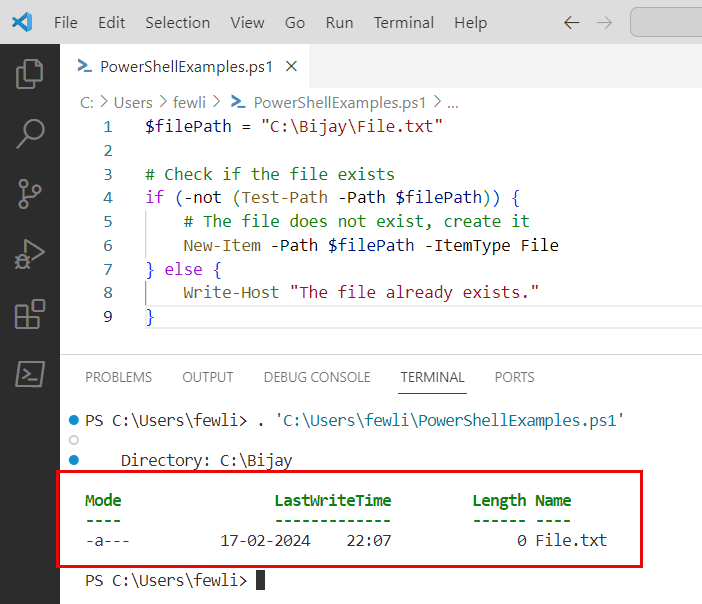 How To Create File If Not Exists In PowerShell?