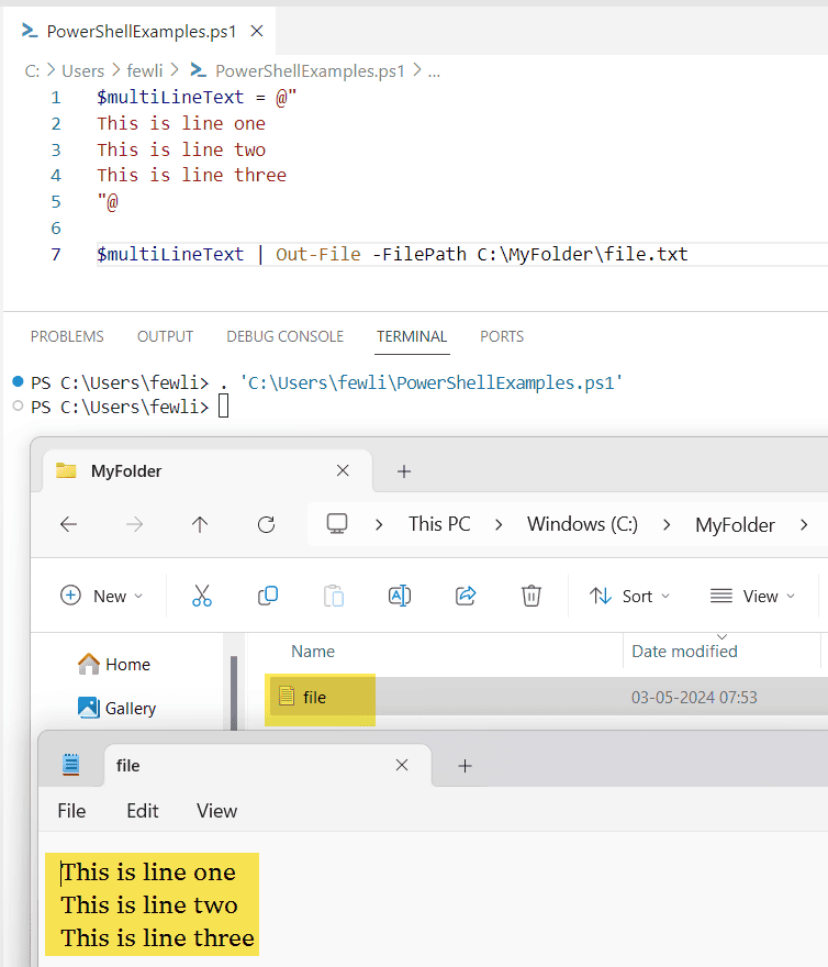 How to Write Multiple Lines to a File in PowerShell