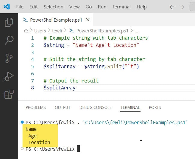 How to Split String by Tab Character in PowerShell? PowerShell FAQs