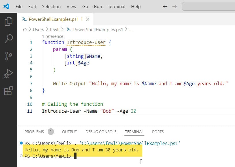 PowerShell Function Examples with Parameters