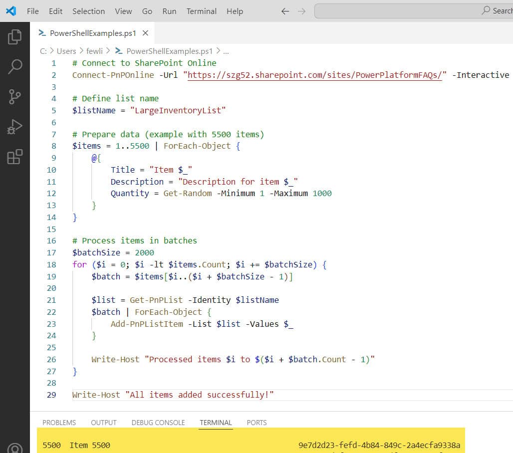 Add More Than 5000 Items to a SharePoint Online List using PnP PowerShell