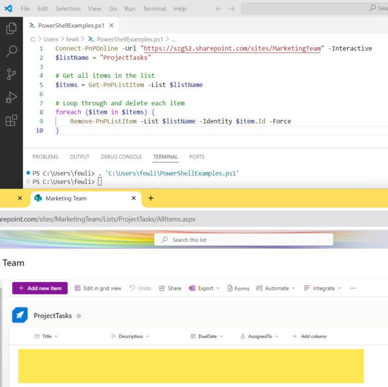 Delete All Items from a SharePoint List using PnP PowerShell