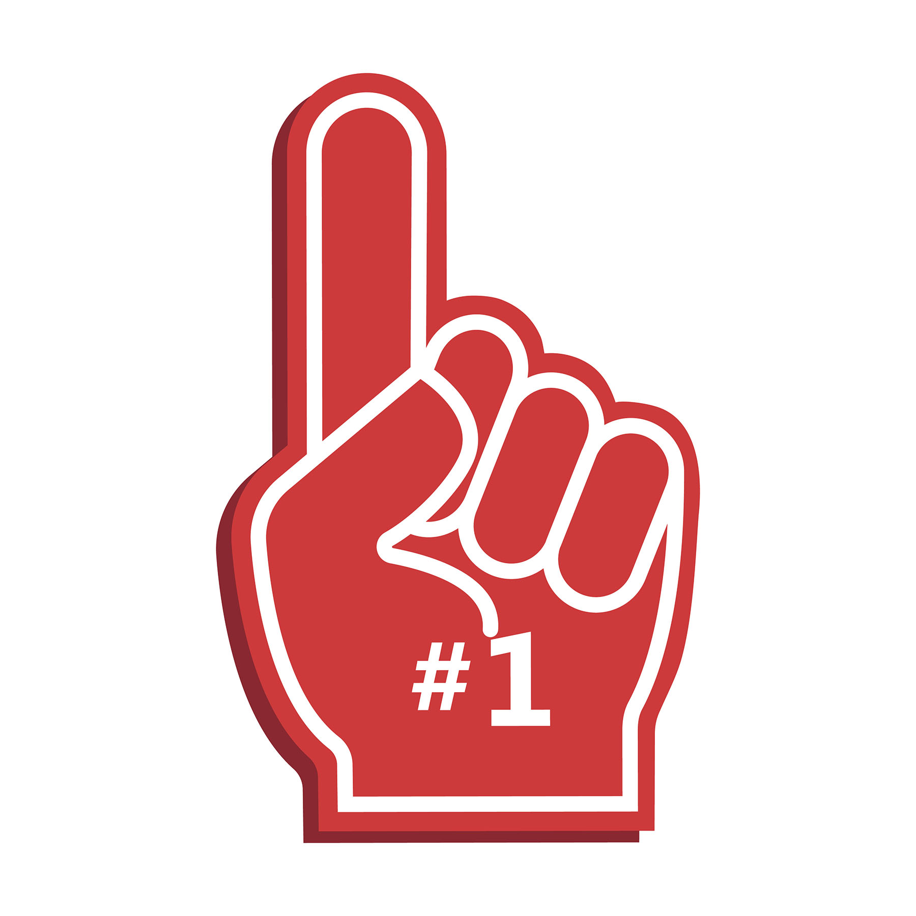 Icon fan logo hand with finger up. Hand up with number 1. Fan ar