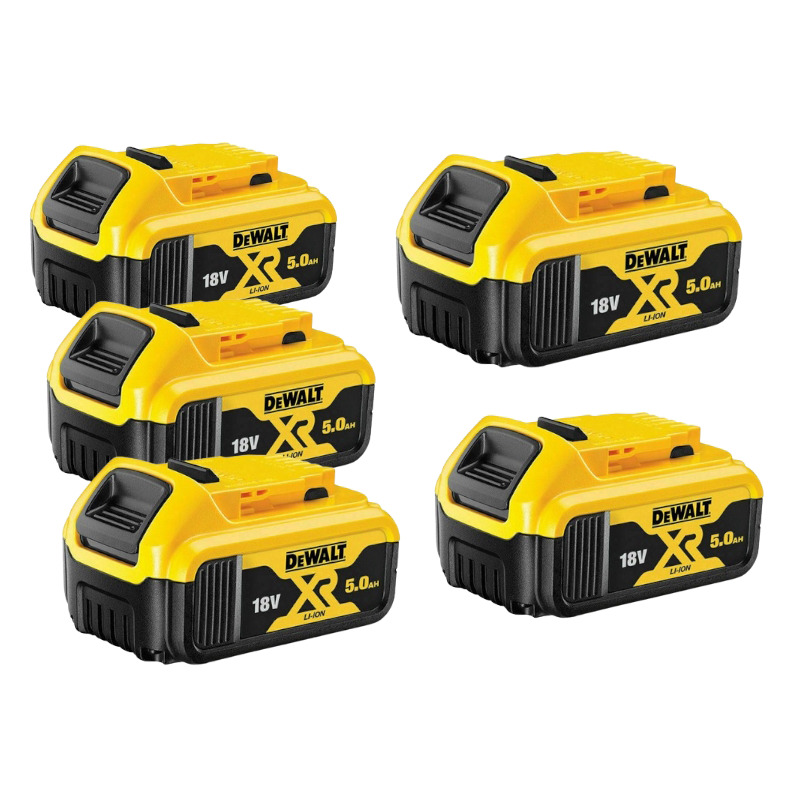 DeWalt DCB184 18V XR 5.0Ah LiIon Batteries (Five Pack) PowerToolMate