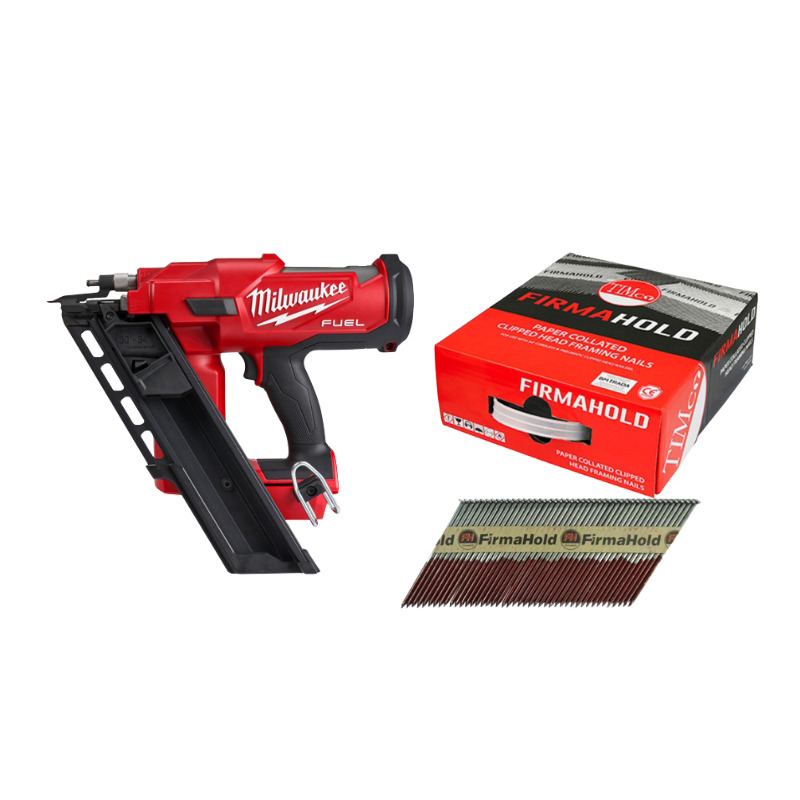 MILWAUKEE M18FFN0 WITH 2200 90MM NAILS PowerToolMate