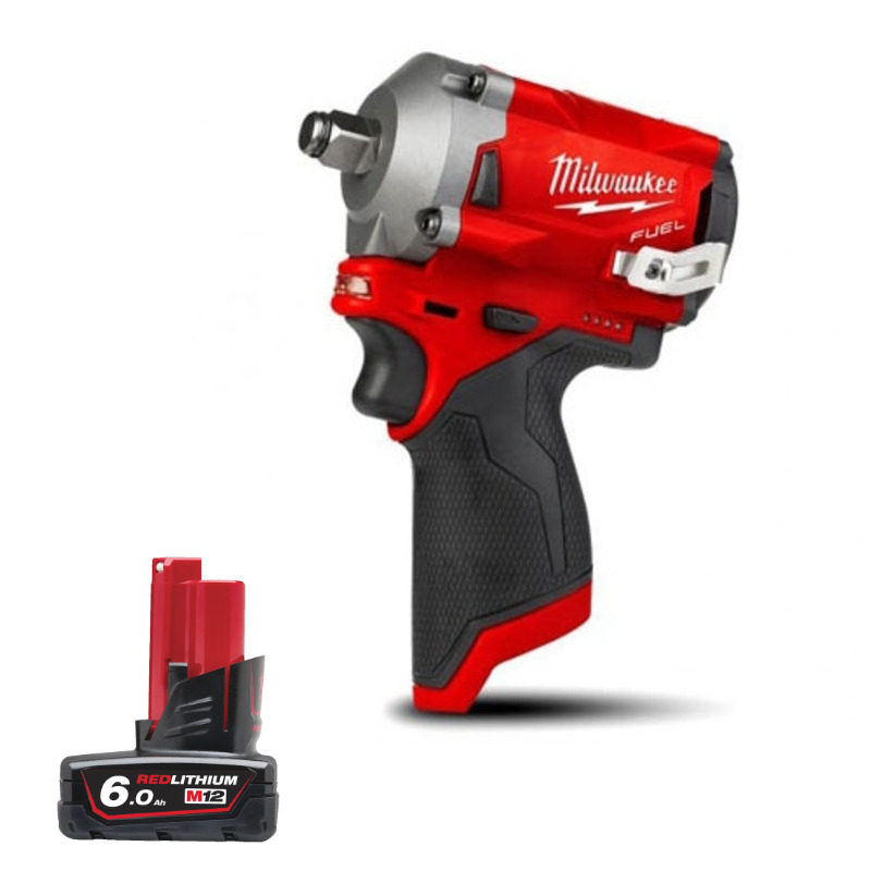 Milwaukee M12FIWF120 12V Fuel 1/2" Impact Wrench Naked & 6.0ah Battery