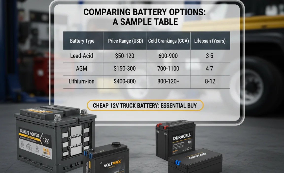 Comparing Battery Options: A Sample Table