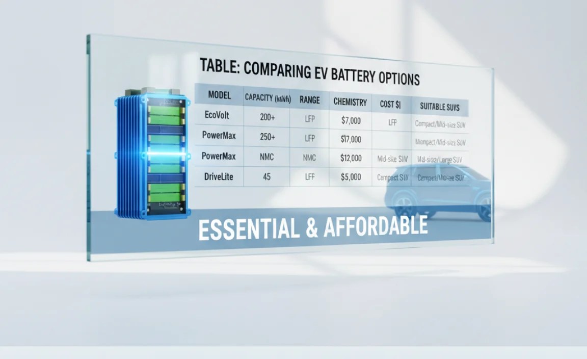 Table: Comparing EV Battery Options