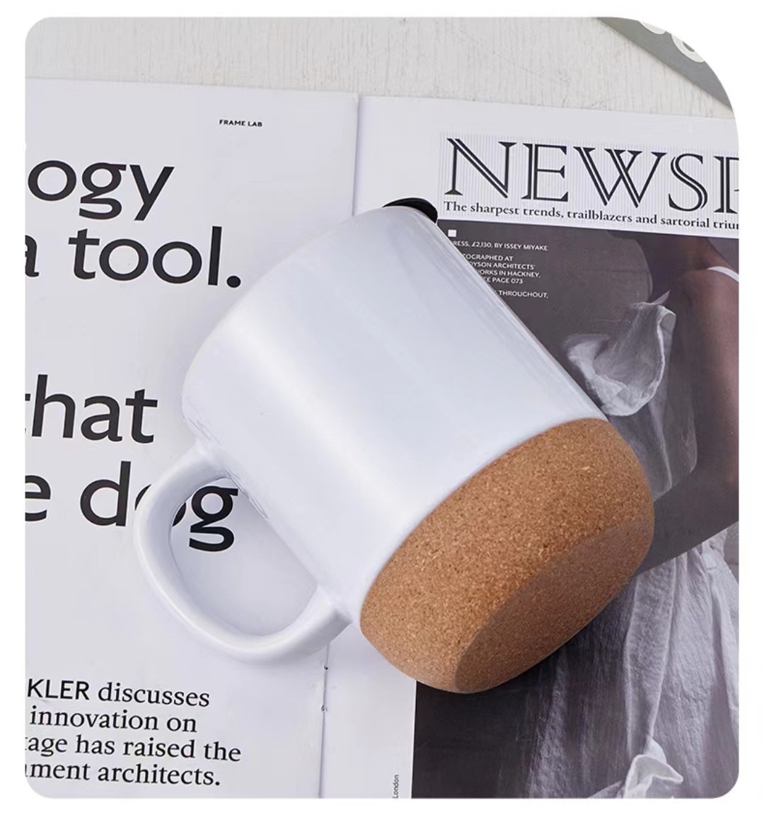 Travel Drinkware Couple Mug Promotional Ceramic Cork Coffee Mugs With Lids