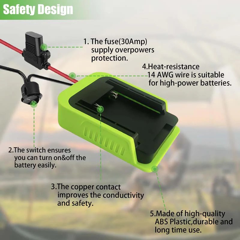 Ryobi 40V Battery Power Wheels Adapter with Switch & Fuse Powuse