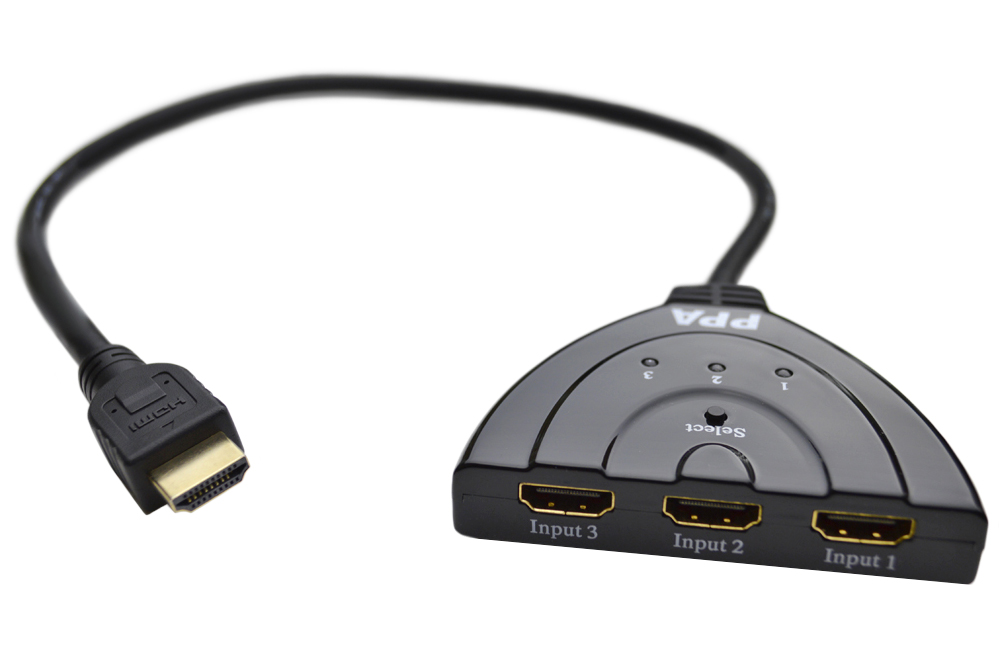 3 Port HDMI Switch with Built-in Cable - ppa-usa.com