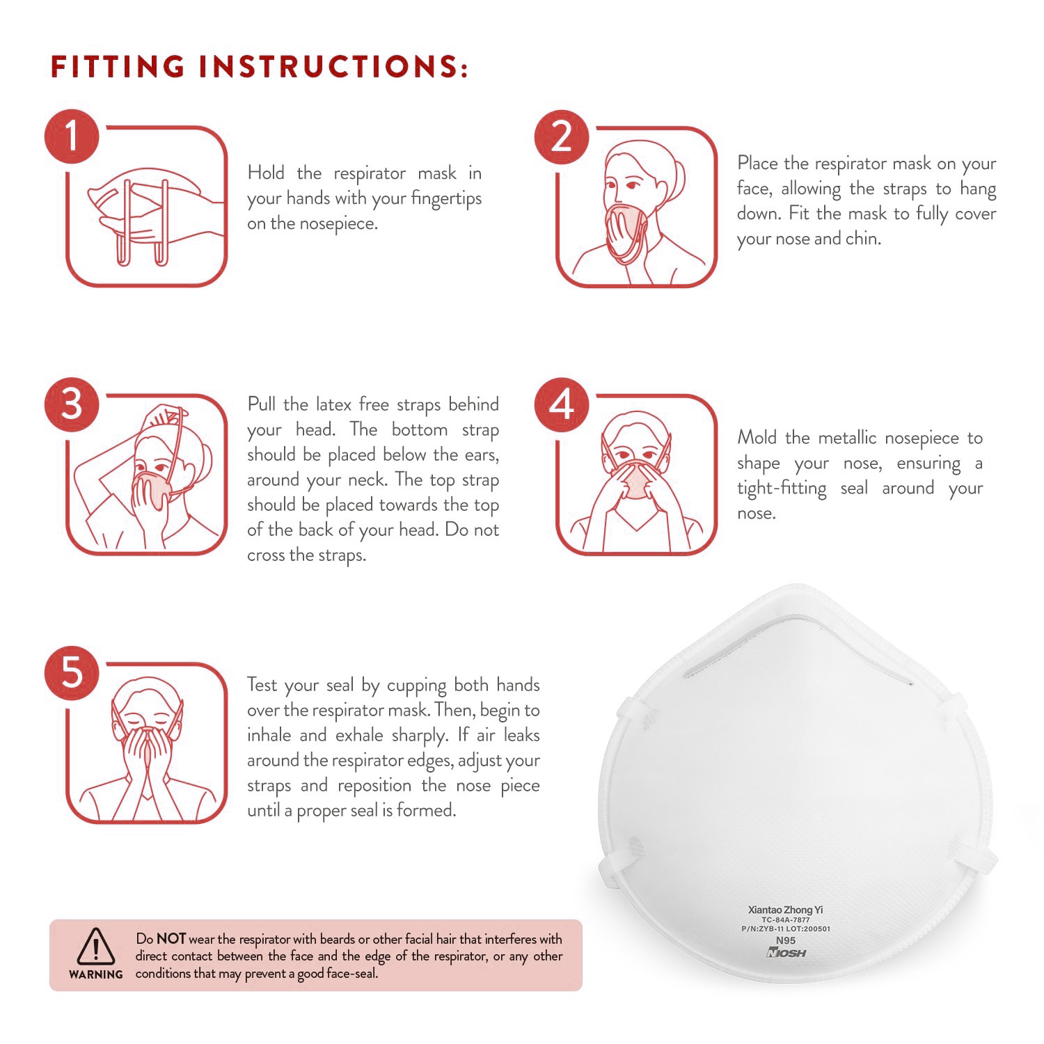 N95 NIOSH CDC Certified Cup Style Mask ZYB11 Zunch Labs PPE Buy