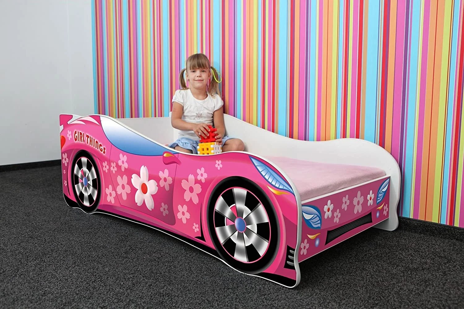 Boys Racing Car Bed Toddler Speed PINK 140x70cm / 160x80cm PPG4Kids