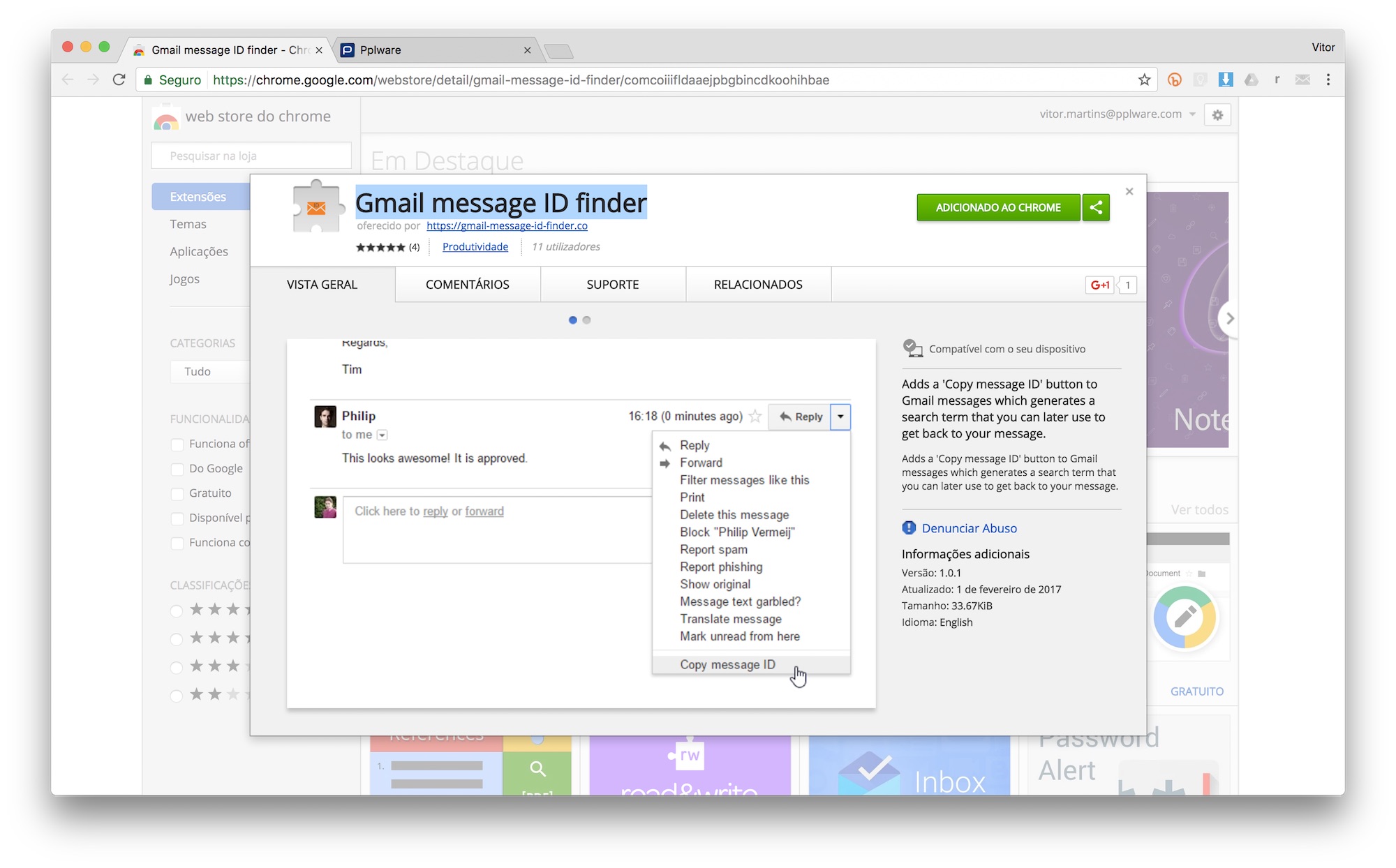 Gmail Como descobrir o ID único de uma mensagem Pplware