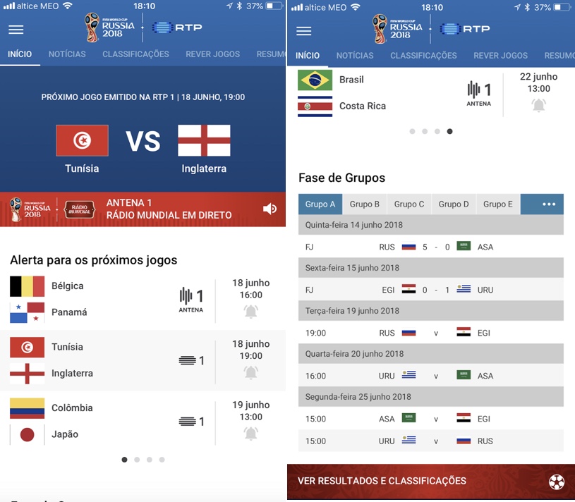 RTP Mundial 2018 Uma das melhores apps para o Mundial
