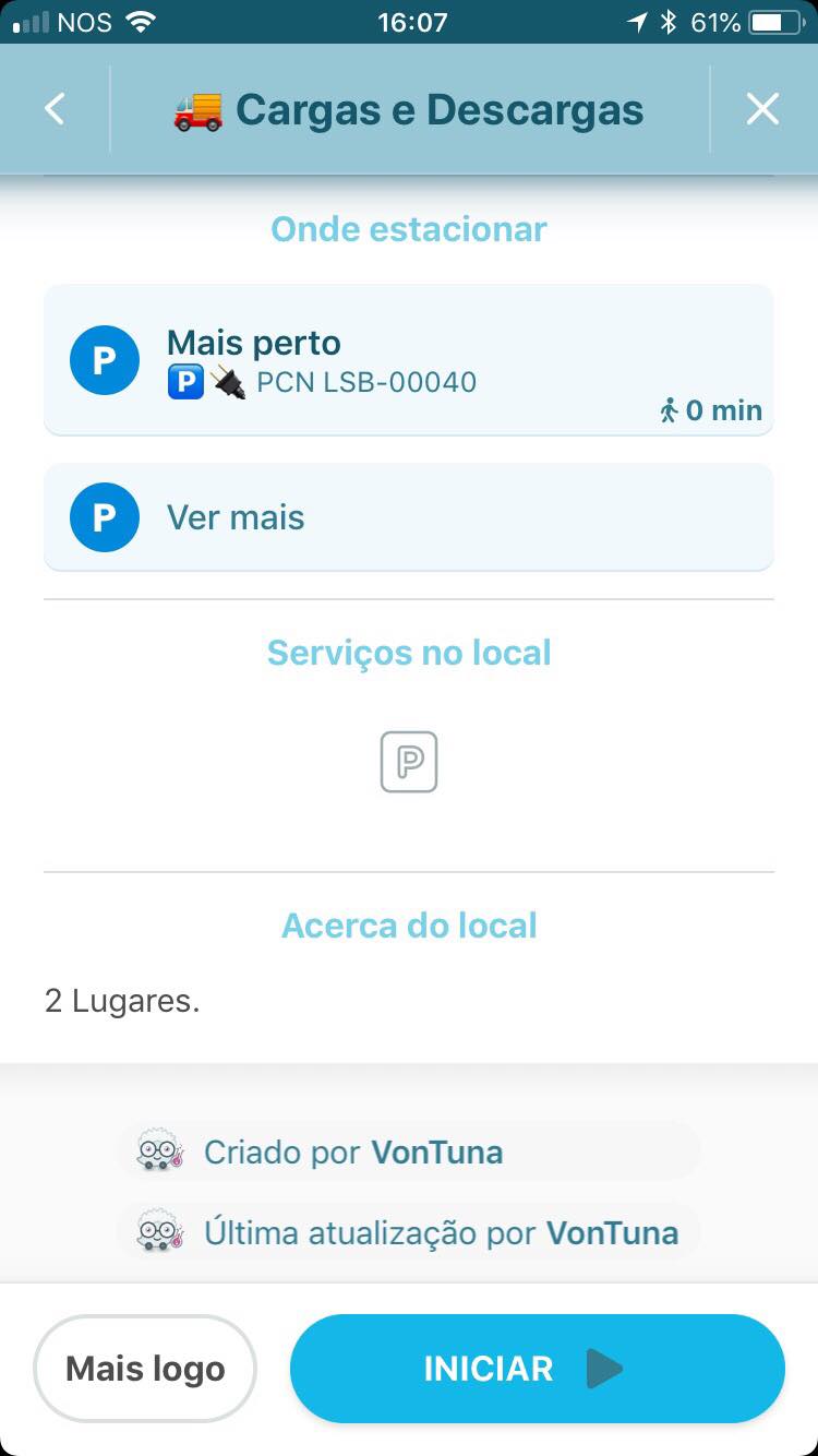 Waze Localização de lugares de cargas e descargas em Lisboa