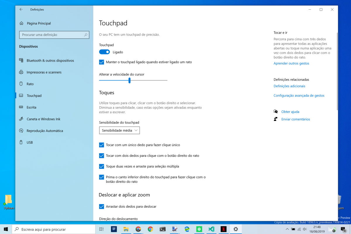 Dica Como configurar o touchpad do seu PC no Windows 10