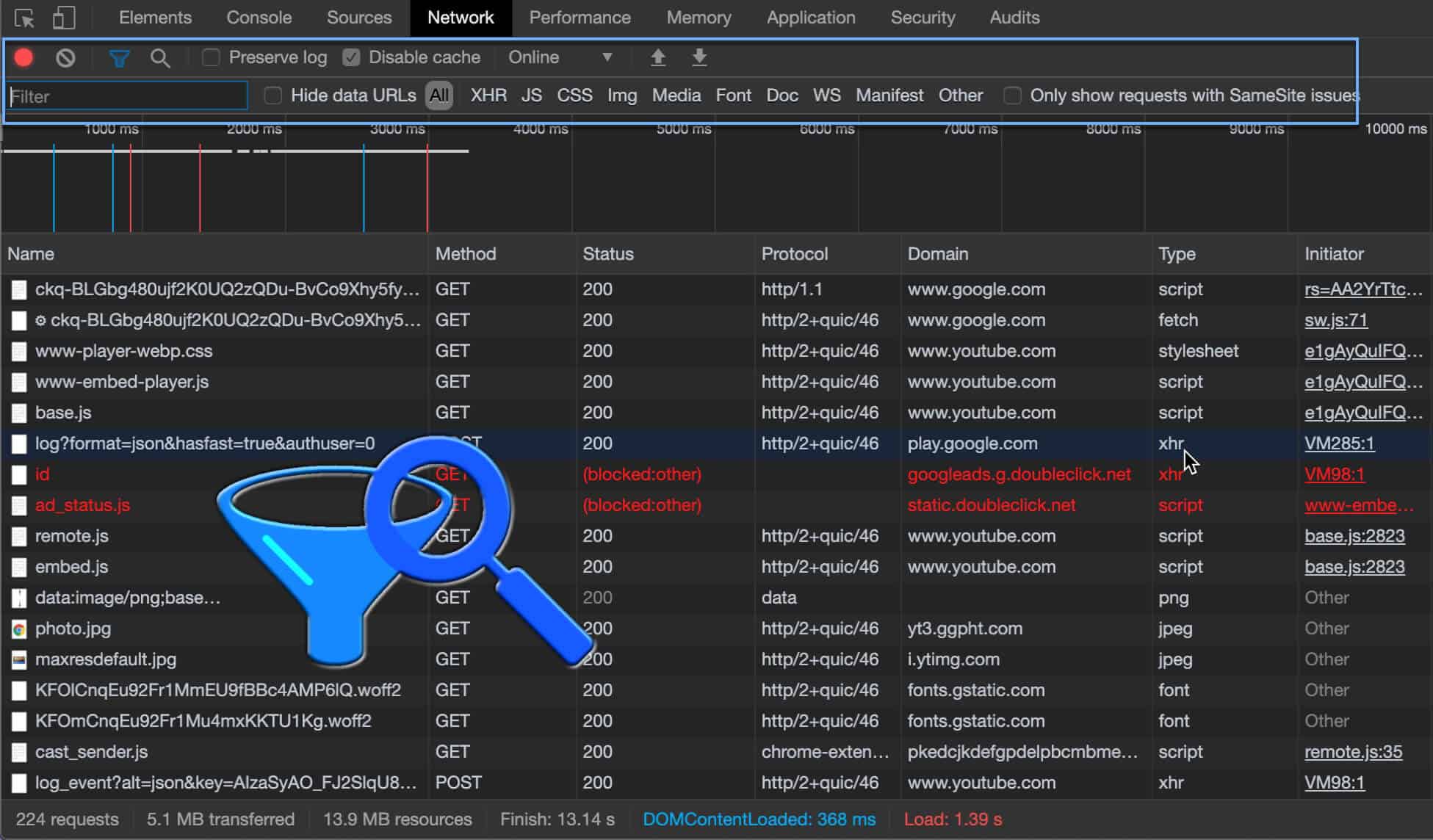 Filters in Chrome Dev Tools How to Include, Exclude Resources Paris