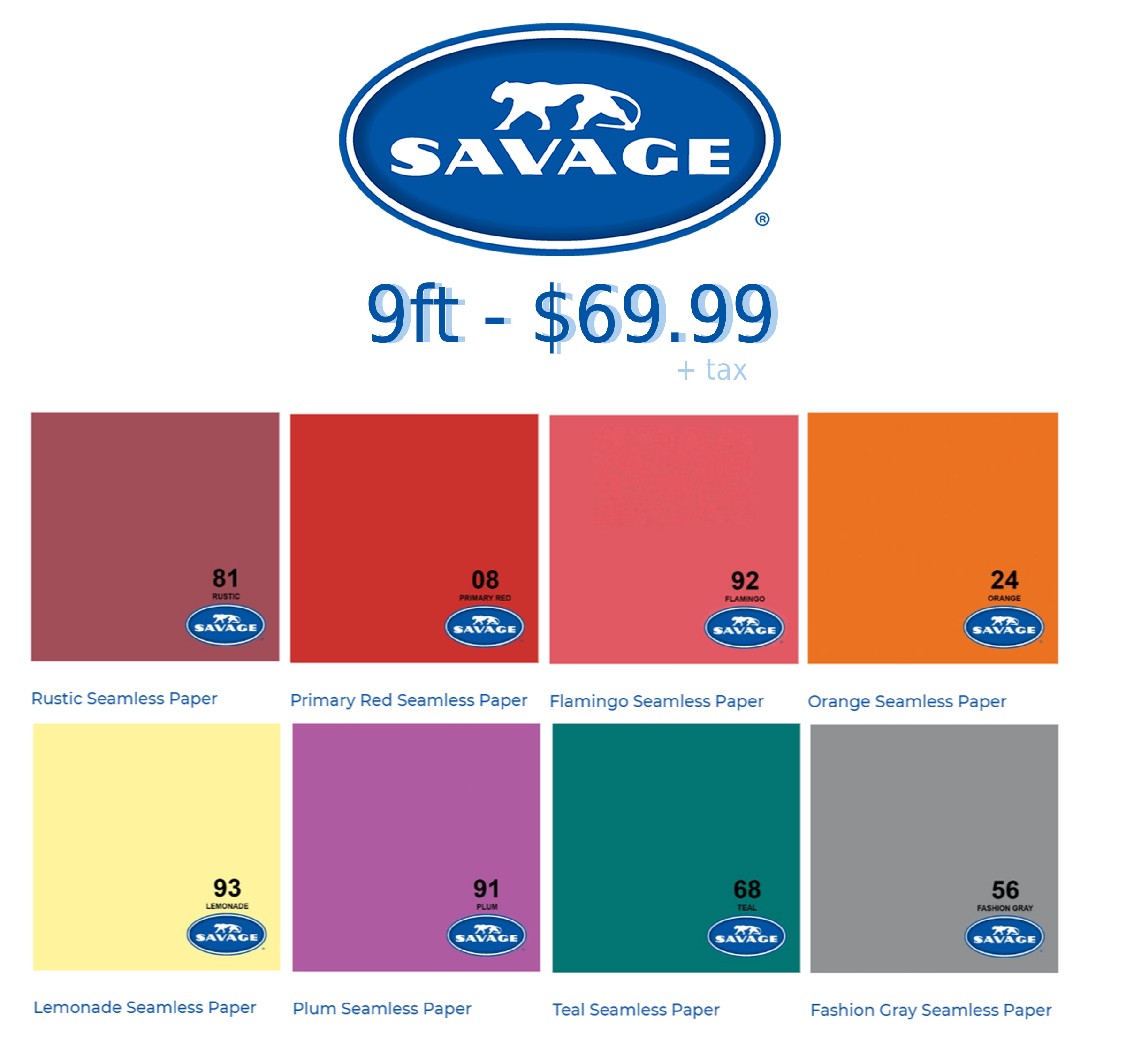 Seamless paper color chart for seamless background paper