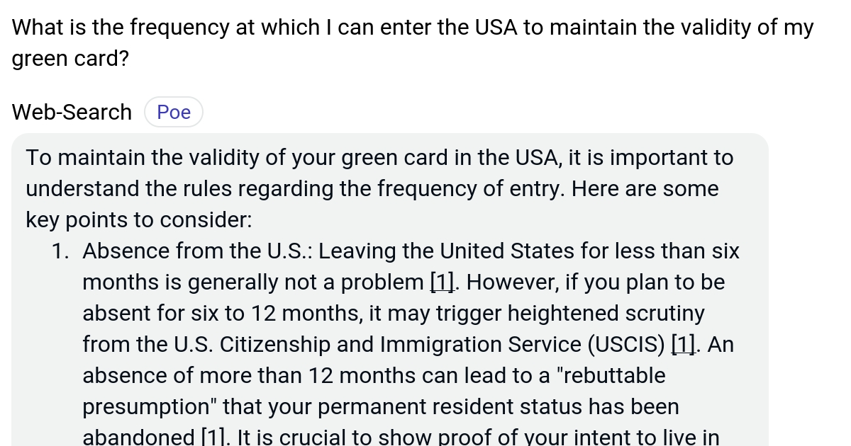 What is the frequency at which I can enter the USA to maintain the