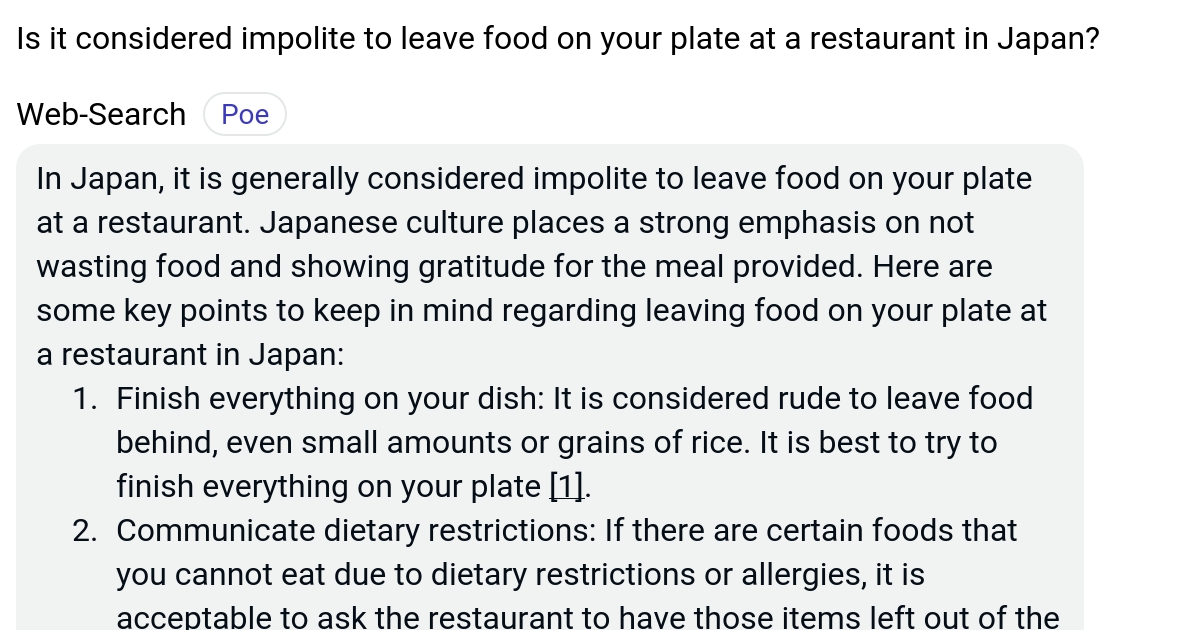 Is it considered impolite to leave food on your plate at a restaurant