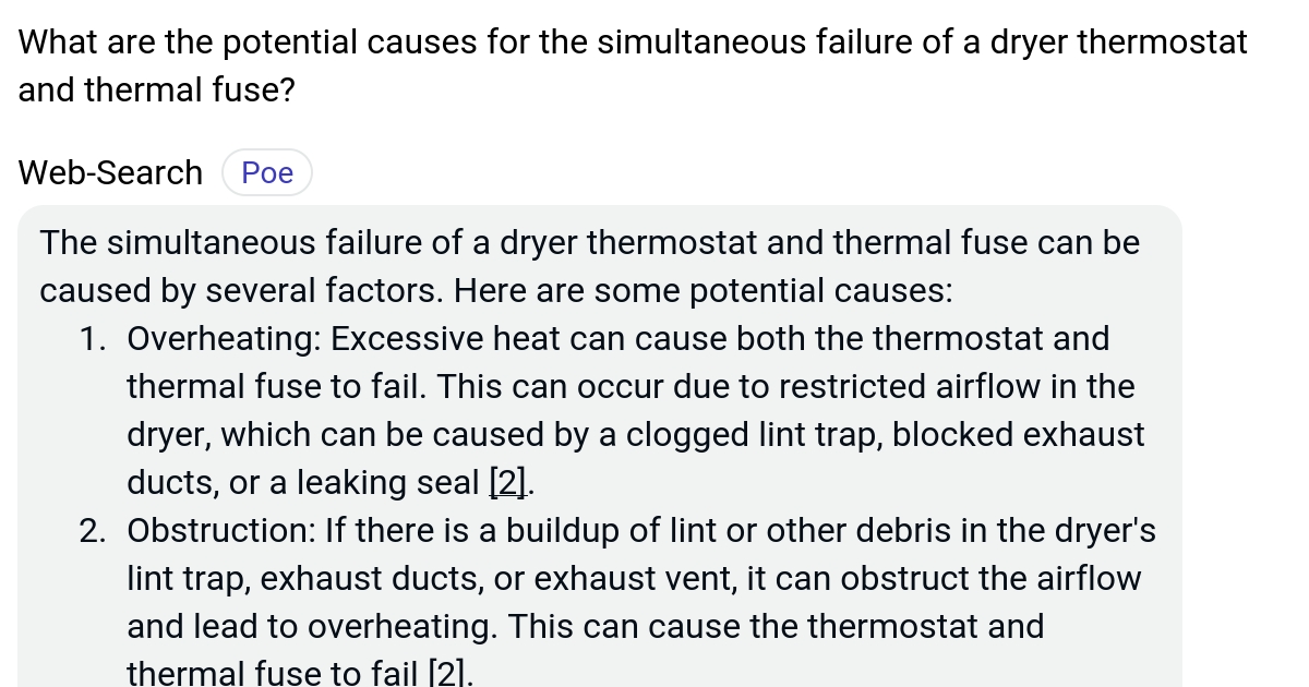What are the potential causes for the simultaneous failure of a dryer