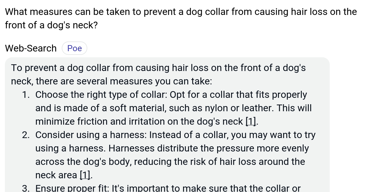 What measures can be taken to prevent a dog collar from causing hair