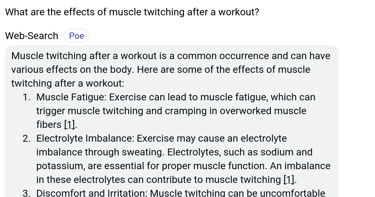 What are the effects of muscle twitching after a workout? Poe