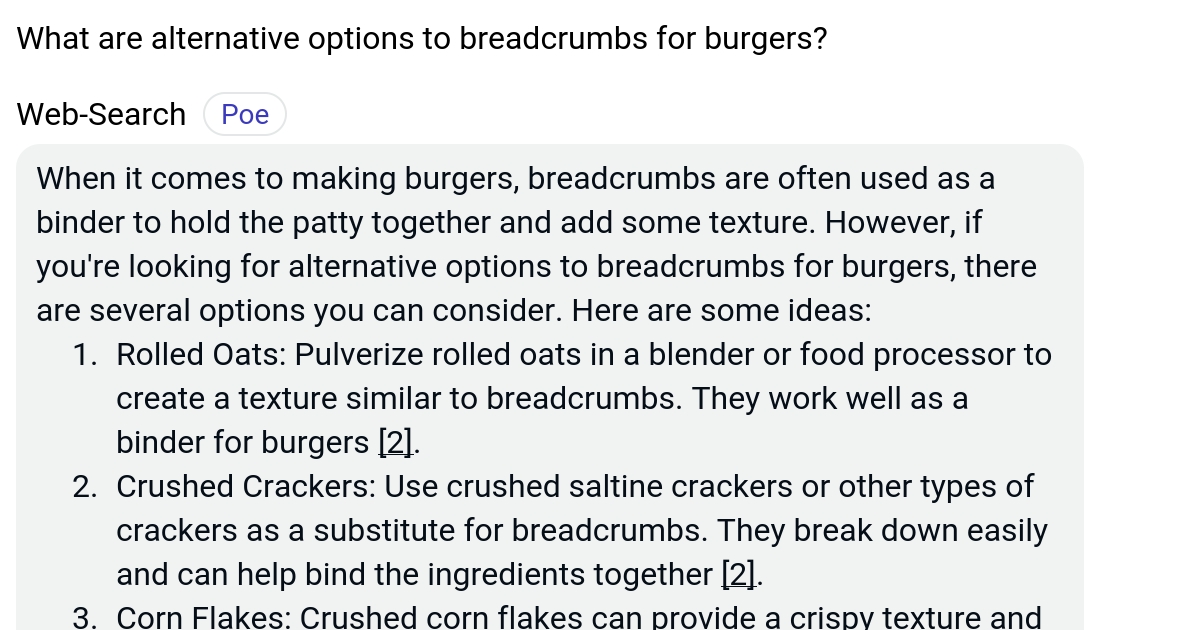 What are alternative options to breadcrumbs for burgers? Poe