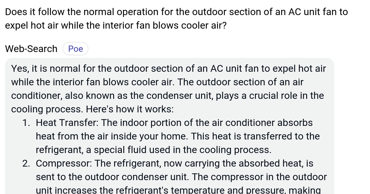 Does it follow the normal operation for the outdoor section of an AC