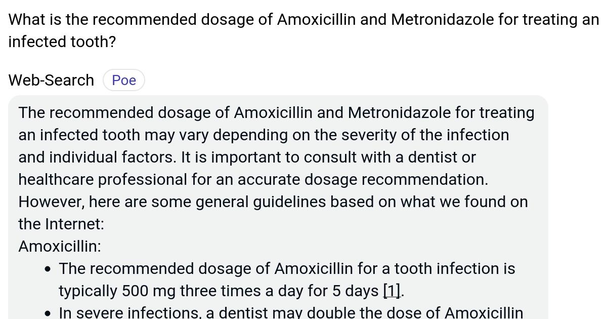 What is the dosage of Amoxicillin and Metronidazole for