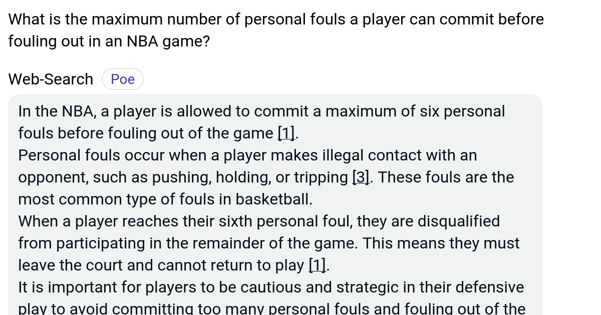 What is the maximum number of personal fouls a player can commit before