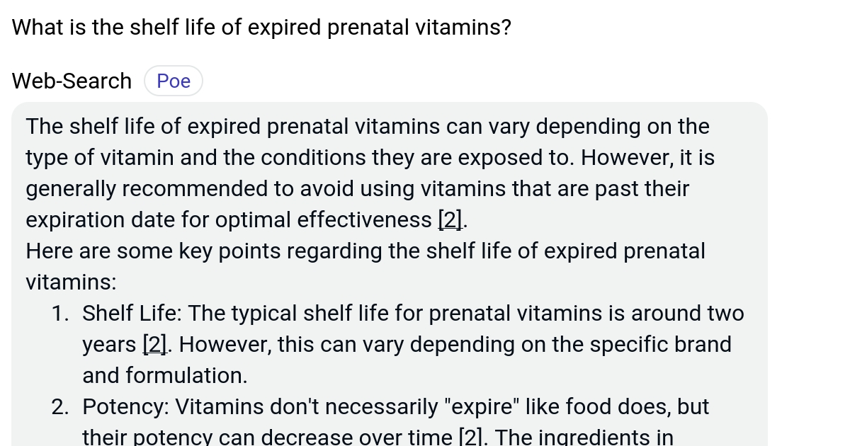 What is the shelf life of expired prenatal vitamins? Poe