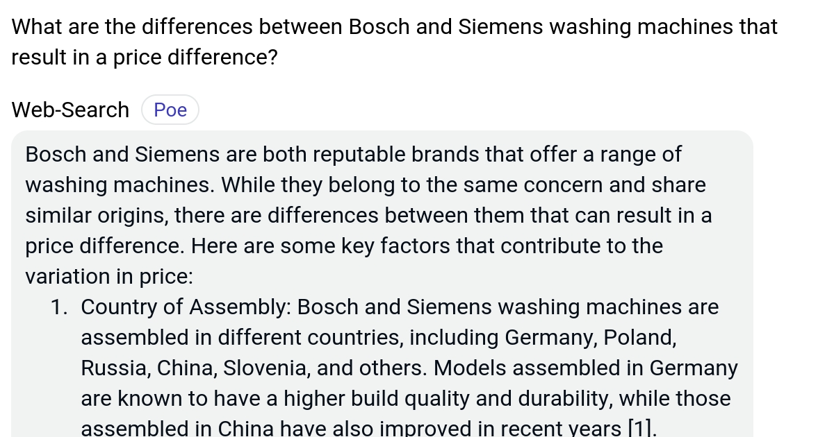 What are the differences between Bosch and Siemens washing machines