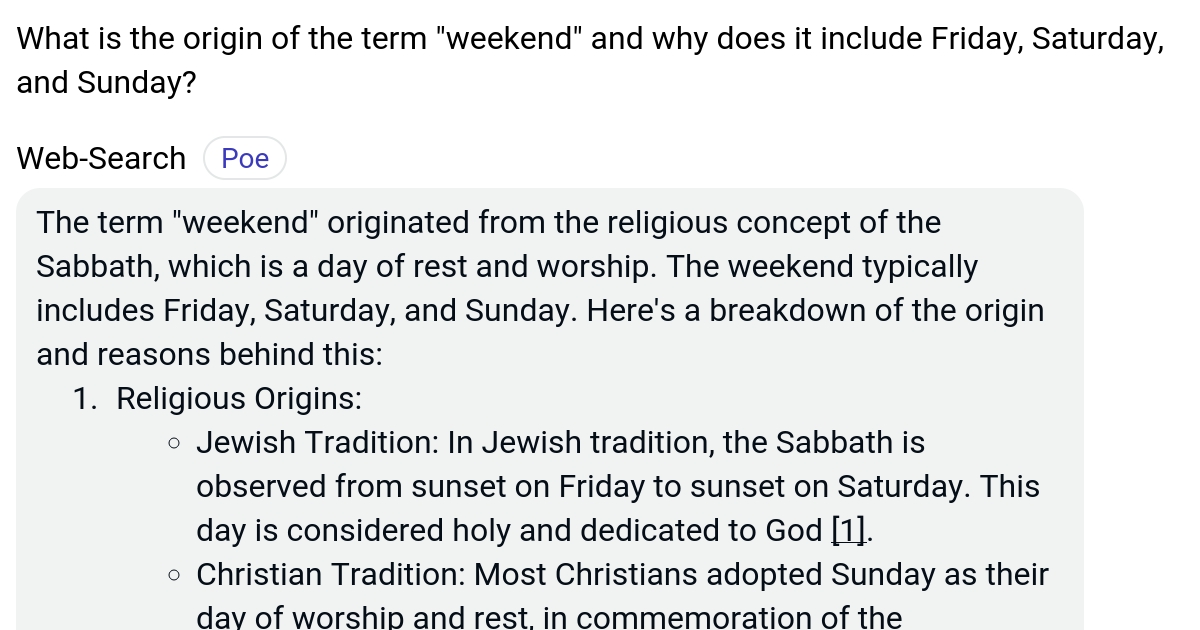 What is the origin of the term "weekend" and why does it include Friday